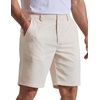 image:imageCOOFANDY Mens Casual Shorts 9 Flat Front Elastic Waist Linen Dress Shorts Lightweight Summer Outfits with PocketsBeige