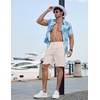 image:imageCOOFANDY Mens Casual Shorts 9 Flat Front Elastic Waist Linen Dress Shorts Lightweight Summer Outfits with PocketsBeige