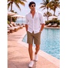image:imageCOOFANDY Mens Casual Shorts 9 Flat Front Elastic Waist Linen Dress Shorts Lightweight Summer Outfits with PocketsBrown