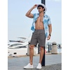 image:imageCOOFANDY Mens Casual Shorts 9 Flat Front Elastic Waist Linen Dress Shorts Lightweight Summer Outfits with PocketsDark Gray
