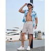 image:imageCOOFANDY Mens Casual Shorts 9 Flat Front Elastic Waist Linen Dress Shorts Lightweight Summer Outfits with PocketsLight Gray
