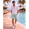 image:imageCOOFANDY Mens Casual Shorts 9 Flat Front Elastic Waist Linen Dress Shorts Lightweight Summer Outfits with PocketsSage Green