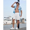 image:imageCOOFANDY Mens Casual Shorts 9 Flat Front Elastic Waist Linen Dress Shorts Lightweight Summer Outfits with PocketsWhite