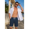 image:imageCOOFANDY Mens Casual Shorts Cotton Drawstring 79 inch Waffle Shorts Stretch Elastic Waist Summer Beach Lounge Sweat ShortsDark Blue