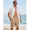 image:imageCOOFANDY Mens Casual Shorts Cotton Drawstring 79 inch Waffle Shorts Stretch Elastic Waist Summer Beach Lounge Sweat ShortsKhaki