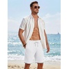 image:imageCOOFANDY Mens Casual Shorts Cotton Drawstring 79 inch Waffle Shorts Stretch Elastic Waist Summer Beach Lounge Sweat ShortsWhite