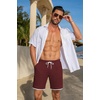 image:imageCOOFANDY Mens Casual Shorts Cotton Drawstring 79 inch Waffle Shorts Stretch Elastic Waist Summer Beach Lounge Sweat ShortsWine Red