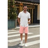 image:imageCOOFANDY Mens Casual Shorts Cotton Drawstring 9 inch Chino Shorts Stretch Elastic Waist Summer Beach Golf ShortsPink
