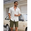 image:imageCOOFANDY Mens Casual Shorts Cotton Drawstring Elastic Waist Lightweight 9 Chino Golf Shorts Summer Beach ShortsArmy Green