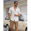 image:imageCOOFANDY Mens Casual Shorts Cotton Drawstring Elastic Waist Lightweight 9 Chino Golf Shorts Summer Beach ShortsDark Khaki