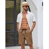 image:imageCOOFANDY Mens Casual Shorts Cotton Drawstring Elastic Waist Lightweight 9 Chino Golf Shorts Summer Beach ShortsDark Khaki
