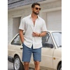image:imageCOOFANDY Mens Casual Shorts Cotton Drawstring Elastic Waist Lightweight 9 Chino Golf Shorts Summer Beach ShortsDenim Blue