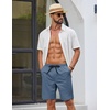 image:imageCOOFANDY Mens Casual Shorts Cotton Drawstring Elastic Waist Lightweight 9 Chino Golf Shorts Summer Beach ShortsDenim Blue