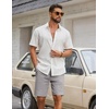 image:imageCOOFANDY Mens Casual Shorts Cotton Drawstring Elastic Waist Lightweight 9 Chino Golf Shorts Summer Beach ShortsGrey