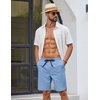 image:imageCOOFANDY Mens Casual Shorts Cotton Drawstring Elastic Waist Lightweight 9 Chino Golf Shorts Summer Beach ShortsLight Blue