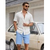image:imageCOOFANDY Mens Casual Shorts Cotton Drawstring Elastic Waist Lightweight 9 Chino Golf Shorts Summer Beach ShortsLight Blue