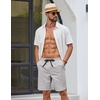 image:imageCOOFANDY Mens Casual Shorts Cotton Drawstring Elastic Waist Lightweight 9 Chino Golf Shorts Summer Beach ShortsLight Grey