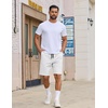 image:imageCOOFANDY Mens Casual Shorts Cotton Drawstring Elastic Waist Lightweight 9 Chino Golf Shorts Summer Beach ShortsWhite