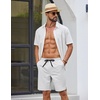 image:imageCOOFANDY Mens Casual Shorts Cotton Drawstring Elastic Waist Lightweight 9 Chino Golf Shorts Summer Beach ShortsWhite