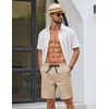 image:imageCOOFANDY Mens Casual Shorts Cotton Drawstring Elastic Waist Lightweight 9 Chino Golf Shorts Summer Beach ShortsZ 2 Packlight KhakiBlack