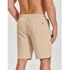 image:imageCOOFANDY Mens Casual Shorts Cotton Drawstring Elastic Waist Lightweight 9 Chino Golf Shorts Summer Beach ShortsZ 2 Packlight KhakiBlack