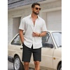 image:imageCOOFANDY Mens Casual Shorts Cotton Drawstring Elastic Waist Lightweight 9 Chino Golf Shorts Summer Beach ShortsZ 2 Packlight KhakiBlack