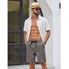 image:imageCOOFANDY Mens Casual Shorts Cotton Drawstring Elastic Waist Lightweight 9 Chino Golf Shorts Summer Beach ShortsZ 2 Packlight KhakiDark Grey