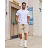image:imageCOOFANDY Mens Casual Shorts Cotton Drawstring Elastic Waist Lightweight 9 Chino Golf Shorts Summer Beach ShortsZ 2 Packlight KhakiDark Grey