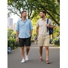 image:imageCOOFANDY Mens Casual Shorts Cotton Elastic Waist Drawstring Shorts Lightweight Summer Beach Shorts2 Pack  Black  Khaki