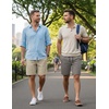 image:imageCOOFANDY Mens Casual Shorts Cotton Elastic Waist Drawstring Shorts Lightweight Summer Beach Shorts2 Pack  Dark Grey  Light Khaki