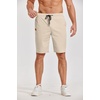 image:imageCOOFANDY Mens Casual Shorts Cotton Elastic Waist Drawstring Shorts Lightweight Summer Beach ShortsAbeige