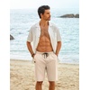 image:imageCOOFANDY Mens Casual Shorts Cotton Elastic Waist Drawstring Shorts Lightweight Summer Beach ShortsAbeige