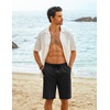 image:imageCOOFANDY Mens Casual Shorts Cotton Elastic Waist Drawstring Shorts Lightweight Summer Beach ShortsAblack