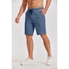 image:imageCOOFANDY Mens Casual Shorts Cotton Elastic Waist Drawstring Shorts Lightweight Summer Beach ShortsAblue
