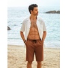 image:imageCOOFANDY Mens Casual Shorts Cotton Elastic Waist Drawstring Shorts Lightweight Summer Beach ShortsAbrown2