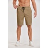 image:imageCOOFANDY Mens Casual Shorts Cotton Elastic Waist Drawstring Shorts Lightweight Summer Beach ShortsAdark Khaki