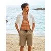 image:imageCOOFANDY Mens Casual Shorts Cotton Elastic Waist Drawstring Shorts Lightweight Summer Beach ShortsAdark Khaki