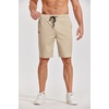 image:imageCOOFANDY Mens Casual Shorts Cotton Elastic Waist Drawstring Shorts Lightweight Summer Beach ShortsAkhaki