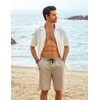 image:imageCOOFANDY Mens Casual Shorts Cotton Elastic Waist Drawstring Shorts Lightweight Summer Beach ShortsAkhaki