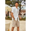 image:imageCOOFANDY Mens Casual Shorts Cotton Elastic Waist Drawstring Shorts Lightweight Summer Beach ShortsAkhaki