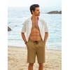 image:imageCOOFANDY Mens Casual Shorts Cotton Elastic Waist Drawstring Shorts Lightweight Summer Beach ShortsAturmeric