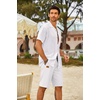 image:imageCOOFANDY Mens Casual Shorts Cotton Elastic Waist Drawstring Shorts Lightweight Summer Beach ShortsAwhite