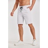 image:imageCOOFANDY Mens Casual Shorts Cotton Elastic Waist Drawstring Shorts Lightweight Summer Beach ShortsAwhite