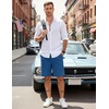 image:imageCOOFANDY Mens Casual Shorts Cotton Elastic Waist Drawstring Shorts Lightweight Summer Beach ShortsBlue