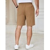 image:imageCOOFANDY Mens Casual Shorts Cotton Elastic Waist Drawstring Shorts Lightweight Summer Beach ShortsDark Khaki