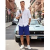 image:imageCOOFANDY Mens Casual Shorts Cotton Elastic Waist Drawstring Shorts Lightweight Summer Beach ShortsDeep Blue