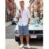 image:imageCOOFANDY Mens Casual Shorts Cotton Elastic Waist Drawstring Shorts Lightweight Summer Beach ShortsDenim Blue