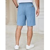 image:imageCOOFANDY Mens Casual Shorts Cotton Elastic Waist Drawstring Shorts Lightweight Summer Beach ShortsLight Blue