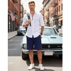 image:imageCOOFANDY Mens Casual Shorts Cotton Elastic Waist Drawstring Shorts Lightweight Summer Beach ShortsNavy Blue