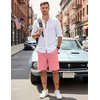 image:imageCOOFANDY Mens Casual Shorts Cotton Elastic Waist Drawstring Shorts Lightweight Summer Beach ShortsPink